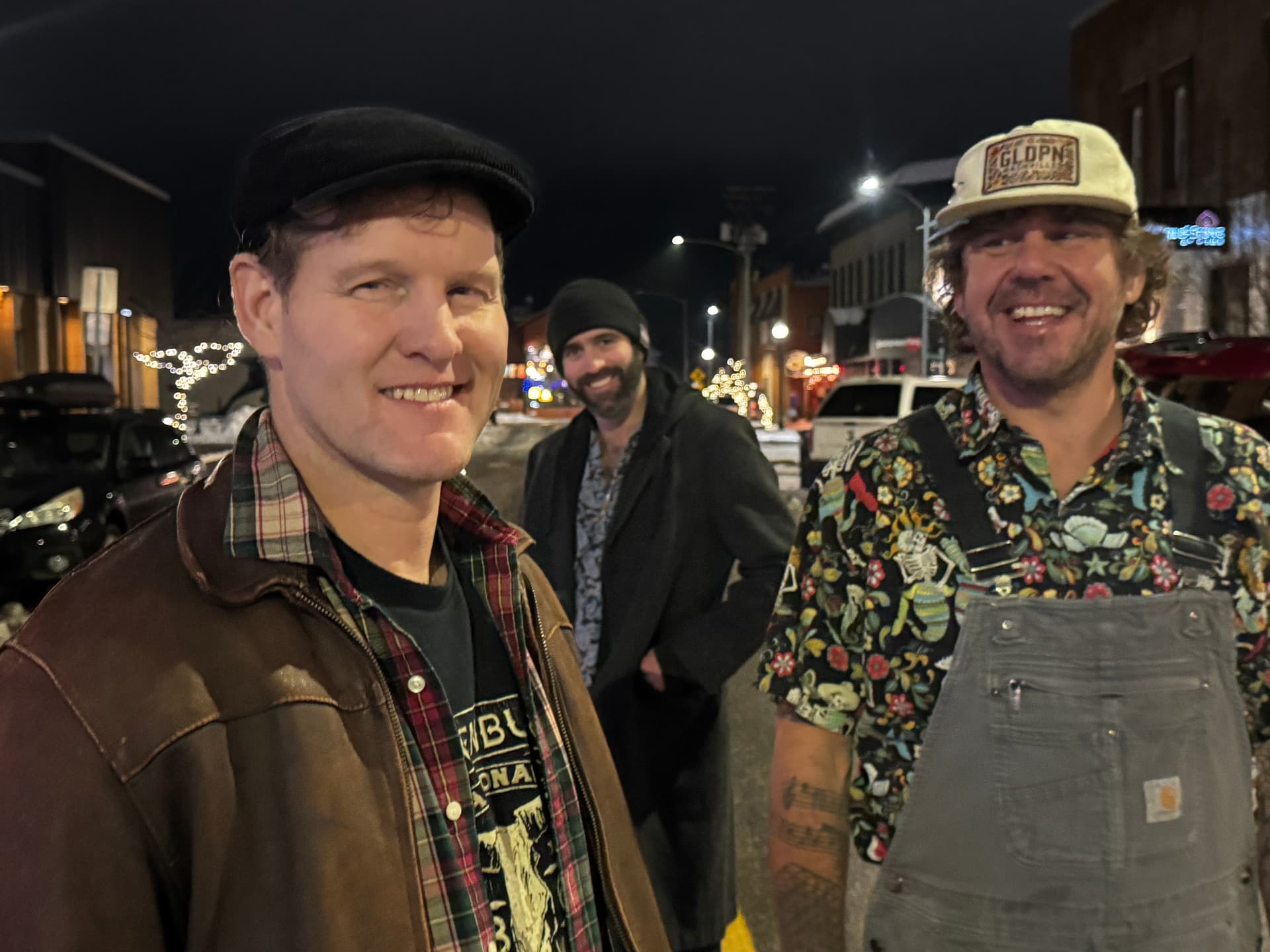 Ty Stonehawker and band on the street at night