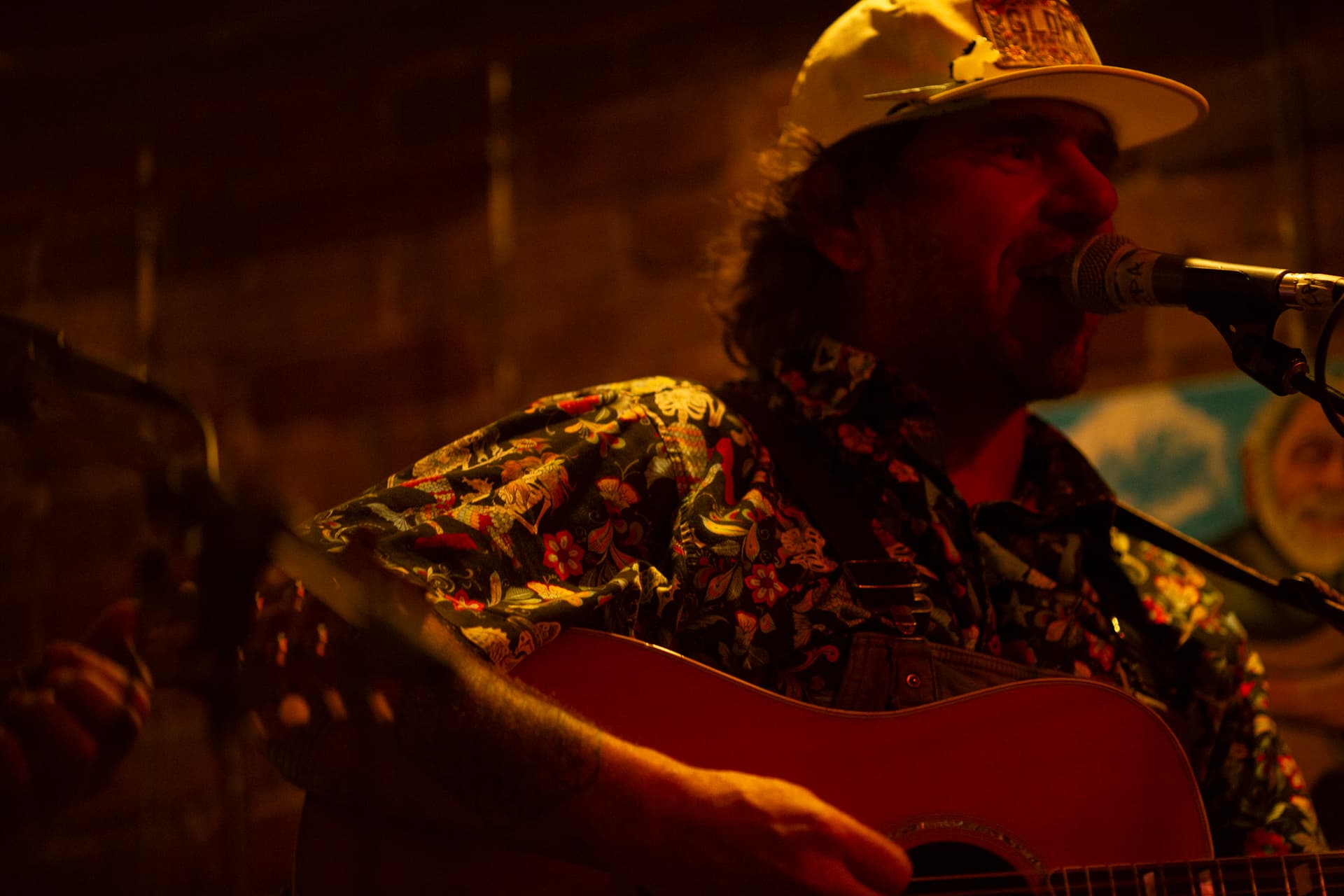 Passionate profile shot of Ty Stonehawker singing