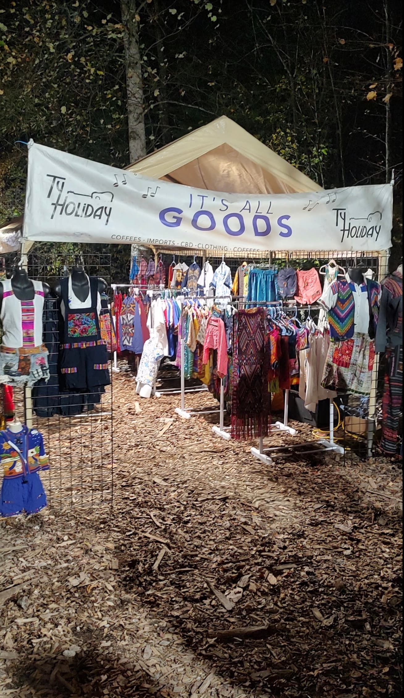 Imported Guatemalan textiles and clothing on display